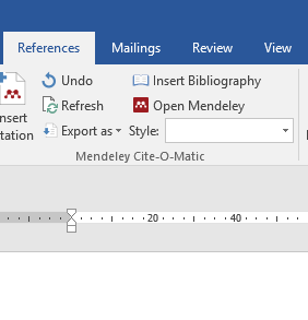 Mendeley integration with MS Word as a referencing app.